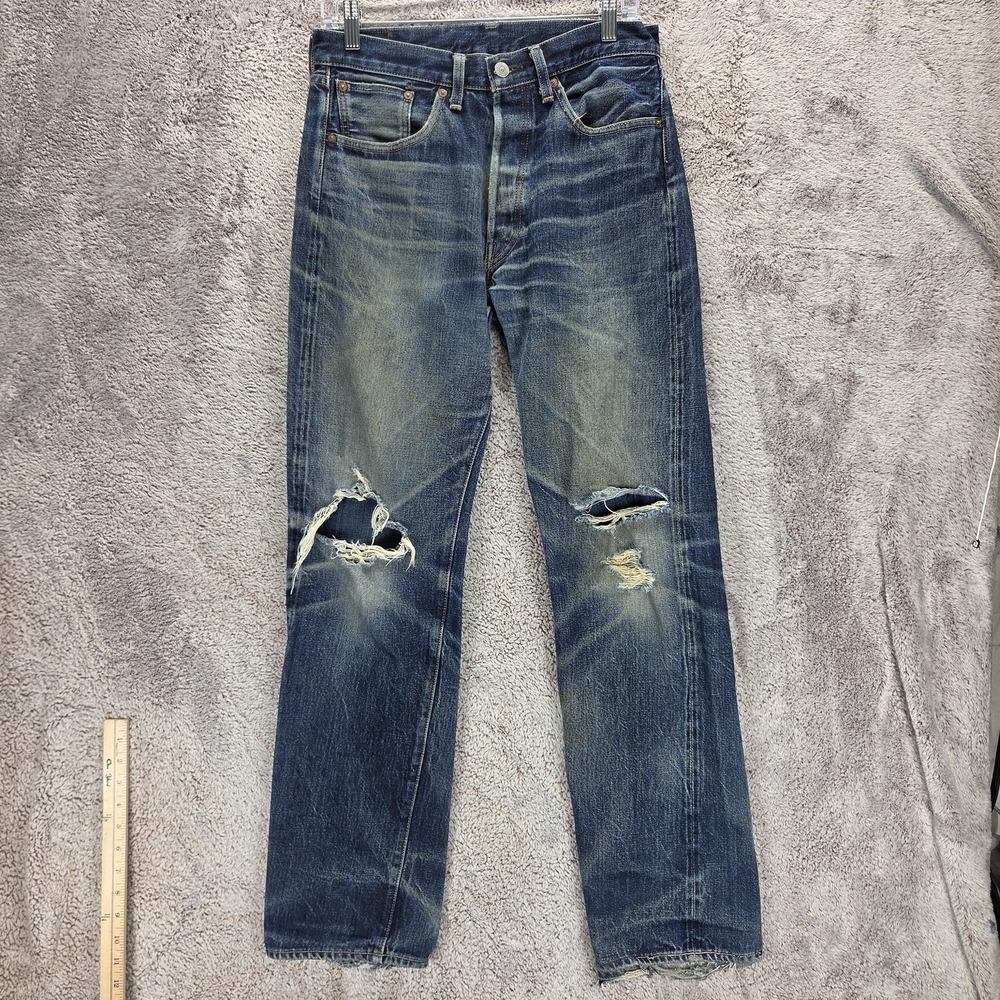 VTG Levis 501XX Jeans Mens Blue LVC Made in Japan Whiskers Honeycomb Fits 29x32